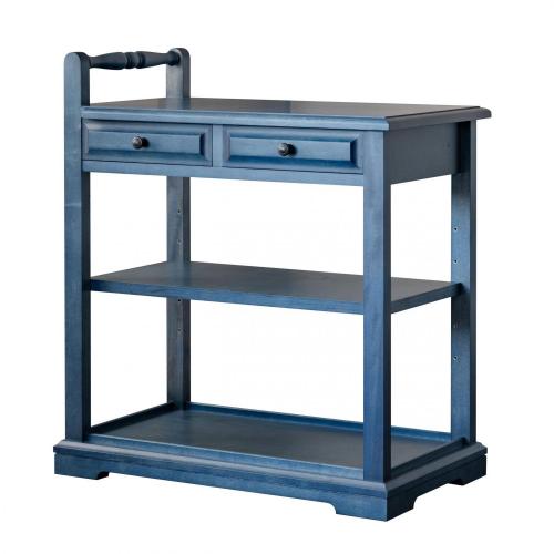 カバ材使用の70cm幅ワゴン(ネイビー色)　北海シリーズ