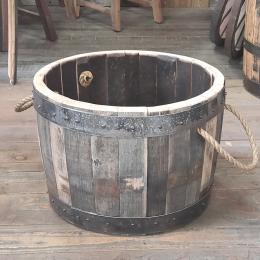 ウイスキー樽材使用のワイドバケット持ち手付き ウイスキー樽物語