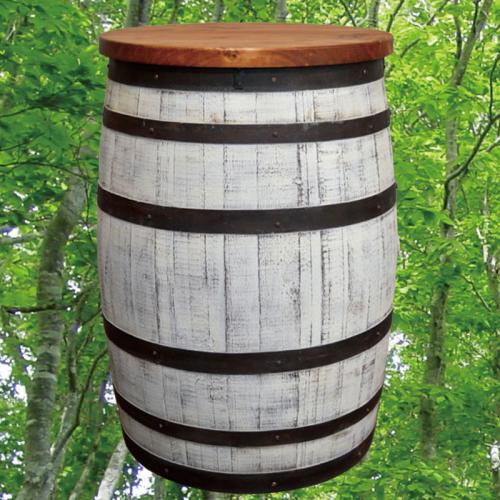 60cm丸バレルテーブル600　バレルクラフト　アンティークホワイト色　ウイスキー樽物語