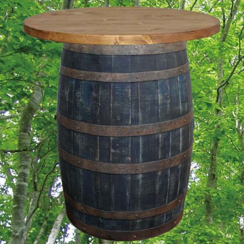 80cm丸バレルテーブル800　バレルクラフト　アンティークブルー色　ウイスキー樽物語