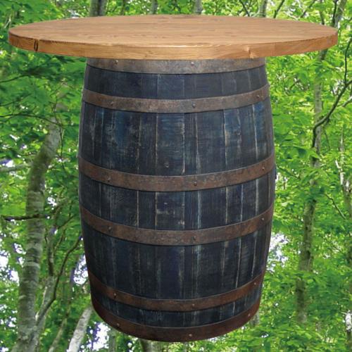 100cm丸バレルテーブル1000　バレルクラフト　アンティークブルー色　ウイスキー樽物語