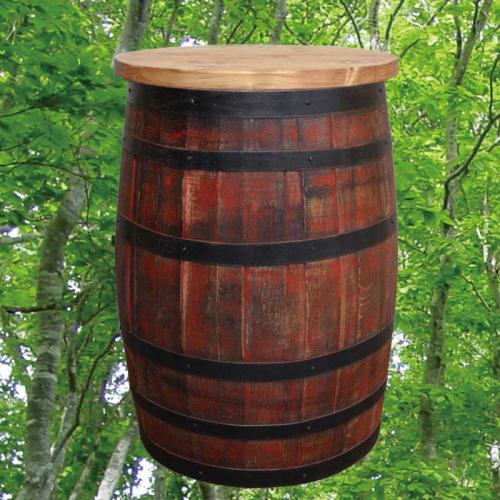 60cm丸バレルテーブル600　バレルクラフト　アンティークレッド色　ウイスキー樽物語