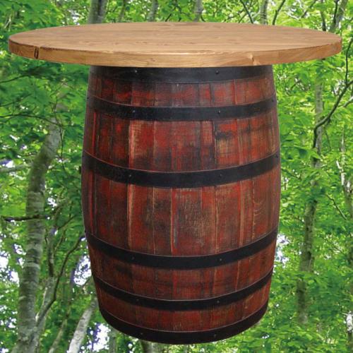 100cm丸バレルテーブル1000　バレルクラフト　アンティークレッド色　ウイスキー樽物語