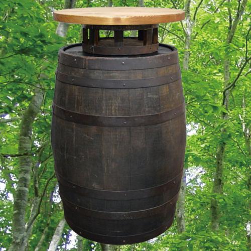 60cm丸バレルウッドステーバーテーブル　オーク色　バレルクラフト(ウイスキー樽家具)
