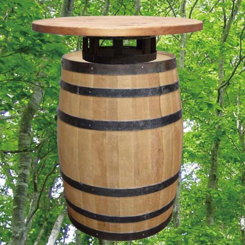 80cm丸バレルウッドステーバーテーブル　新樽風　バレルクラフト(ウイスキー樽家具)