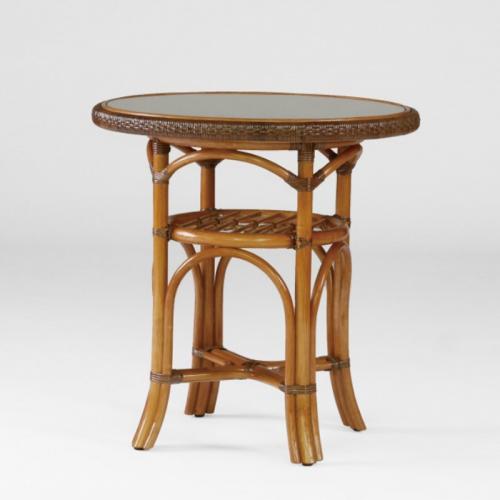 66cm円形ラタンダイニングテーブル(棚付き)　ラタン・籐家具
