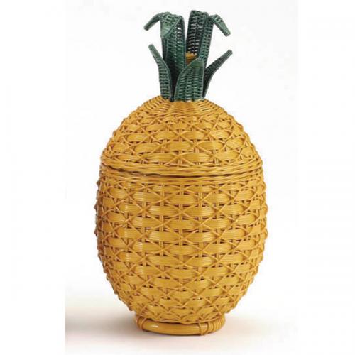 ラタンで作ったパイナップルの形をしたバスケット(大)　ラタン・籐家具