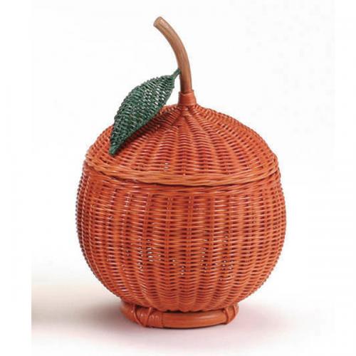 ラタンで作ったオレンジの形をしたバスケット(大)　ラタン・籐家具