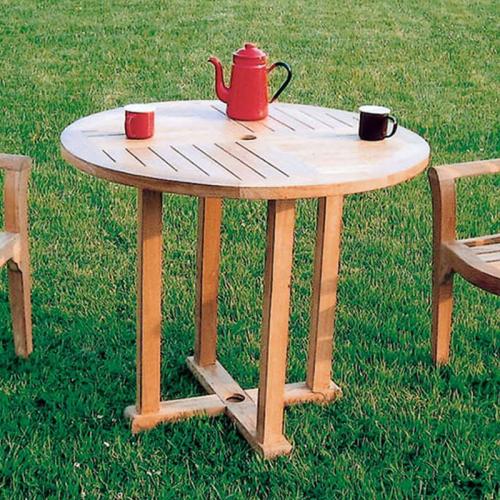 良質なチーク材で作った90cm幅の丸テーブル　ガーデン家具　【送料無料】