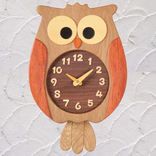 かわいらしい木製のふくろう時計 【送料無料】