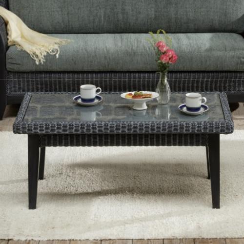 脚に高級マホガニー材を使用したソファーテーブル　ラタン・籐家具