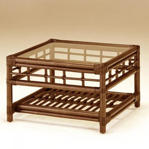 直線と格子の組み合わせのシンプルなサイドテーブル　ラタン・籐家具