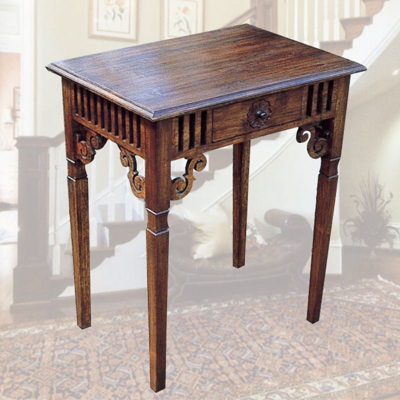 透かし彫り入りの可愛らしいテーブル アジアン家具|いい家具ネット