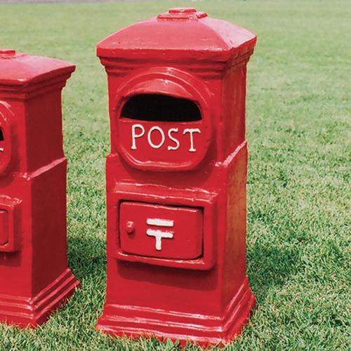 懐かしの角型素焼き郵便ポスト(高さ90cm)　赤色　【国産】
