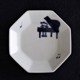 ハーモニーシリーズ グランドピアノ正八角銘々皿　青花　有田焼