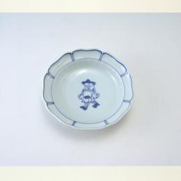 マント異人千筋八方割小皿　青花　有田焼