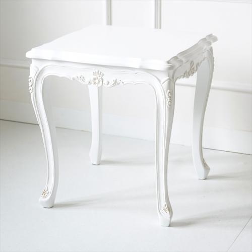 アンティーク調の白色の53cm幅猫脚カフェテーブル　トリノ サヴォイア シリーズ