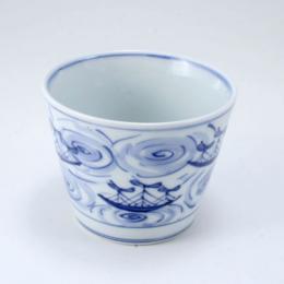 渦帆船そば猪口(大)　青花　有田焼