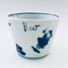 異人づくしそば猪口(大)　青花　有田焼