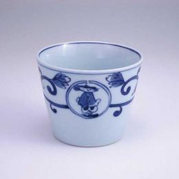 唐草丸紋異人そば猪口 (大)　青花　有田焼