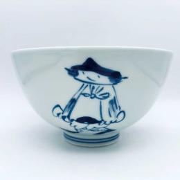 三人異人5寸深丼 　青花　有田焼