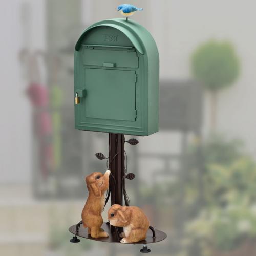 たれ耳ウサギのグリーン色の郵便ポスト　アイアンスタンド郵便ポスト【送料無料】