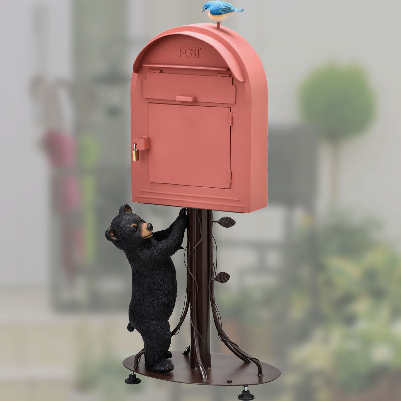 リトルベアーのモチーフが付いてかわいいレッドカラーの郵便ポスト 送料無料 いい家具ネット