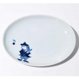 南蛮人音小判銘々皿 バイオリン　青花　有田焼