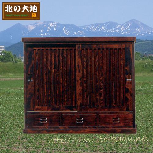 茶棚(サイドボード)　板戸　北海道匠の家具
