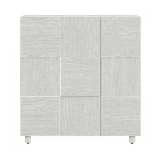 112cm幅ロータイプのシューズボックス(下駄箱)　オリーブ112L　ホワイト色