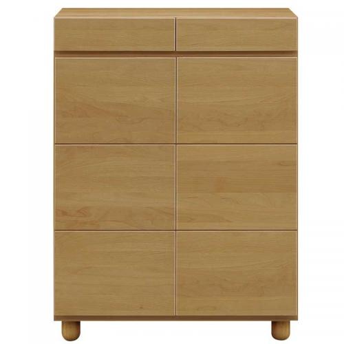 75cm幅ロータイプのシューズボックス(下駄箱)　ゴールド75LNA　ナチュラル色