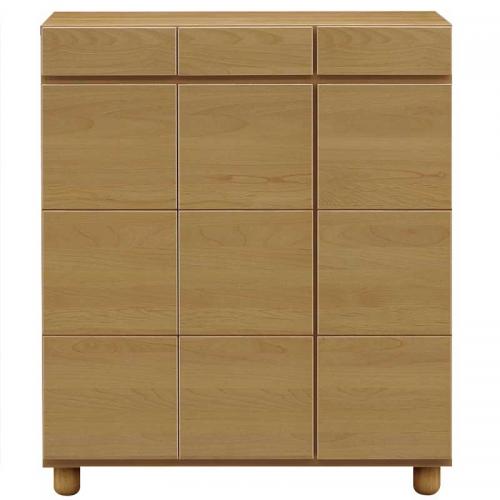 87cm幅ロータイプのシューズボックス(下駄箱)　ゴールド87LNA　ナチュラル色