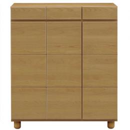 87cm幅ロータイプのシューズボックス(下駄箱)　ゴールド87LNA　ナチュラル色