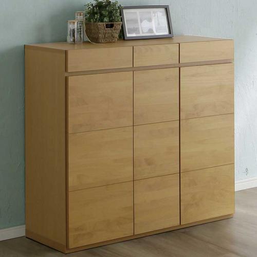 104cm幅ロータイプのシューズボックス(下駄箱)　ゴールド104LNA　ナチュラル色