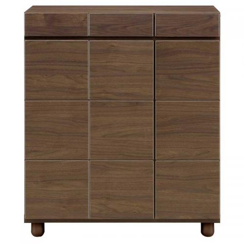 87cm幅ロータイプのシューズボックス(下駄箱)　ゴールド87LDK　ダーク色