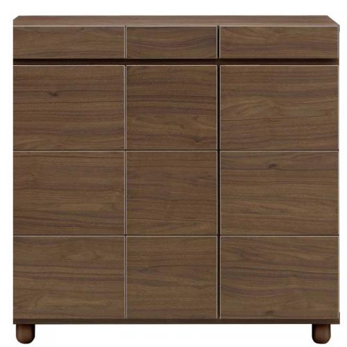 104cm幅ロータイプのシューズボックス(下駄箱)　ゴールド104LDK　ダーク色