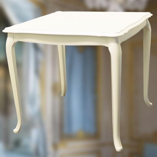 洗練された優雅で上品なデザインの白色80cm角ダイニングテーブル　逆輸入家具